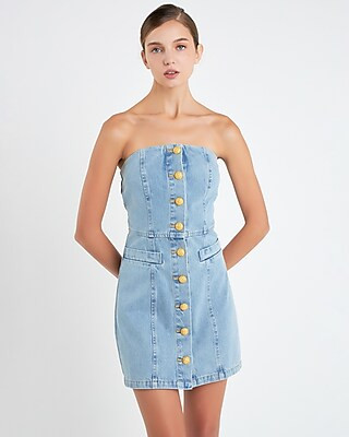 English Factory Denim Tube Mini Dress | Express