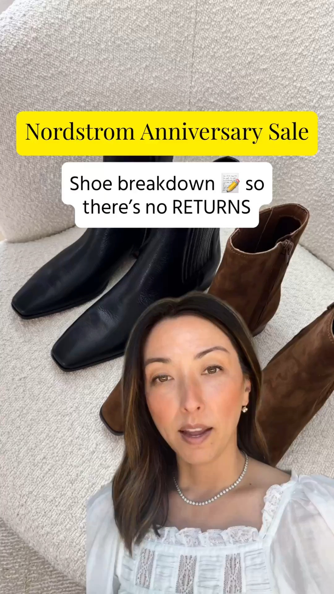 Nordstrom Anniversary Sale winning category: Shoes! If you are to buy one thing from this sale, make it a pair of shoes. I ordered all of these, have tried them on and truly feel good about all of them. 

Shoe sizing:

Vince Tristan Loafer 5 - run tts

Sam Edelman loafer 5 - run tts

Steve Madden Define Boots 5.5 - These run tts. I like my boots to have some room for thicker socks in the fall/winter. 

Blondo Meridth Flats 6 - smallest size they own. Doubt these will fit me, but ordered to try anyway. 

Blondo Carmen waterproof sneakers 6 - Go up a half size

Vince Sidney Lug Sole boot 5.5 - run tts

Aquatallia Romeo Waterproof Boots 6 - More narrow and fit snug on the foot, so size up a half size. 

Vince Hailey Bootie 5.5 - these are roomy in this size, but I don't like by boots snug on the foot.

#LTKSaleAlert