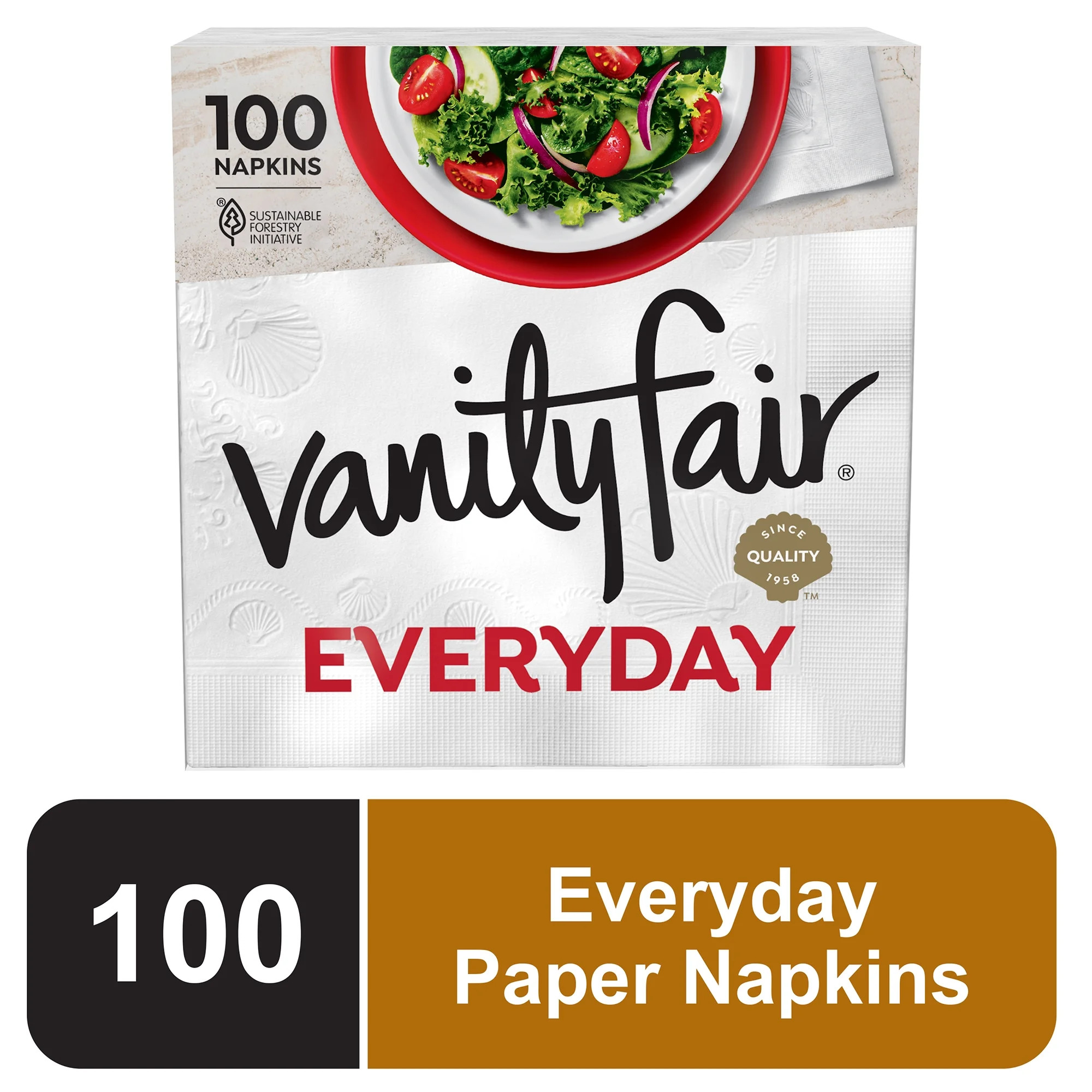 Vanity Fair Everyday Paper Napkins, 100 Count, White, Soft And Smooth Disposable Napkins | Walmart (US)