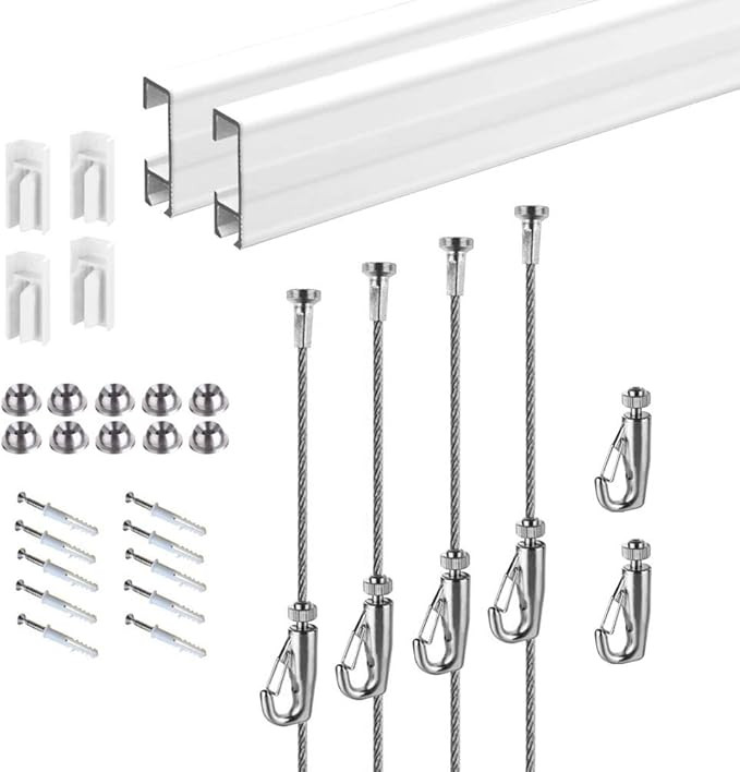 Picture Hanging System Click Rail Kits,in one Set Included Two of White Rails 59", Four of Steel ... | Amazon (CA)