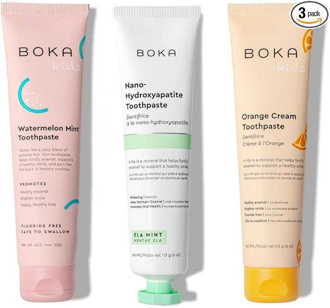 Boka Fluoride Free Toothpaste Nano Hydroxyapatite Toothpaste - Ela Mint, Orange Cream, Watermelon... | Amazon (US)