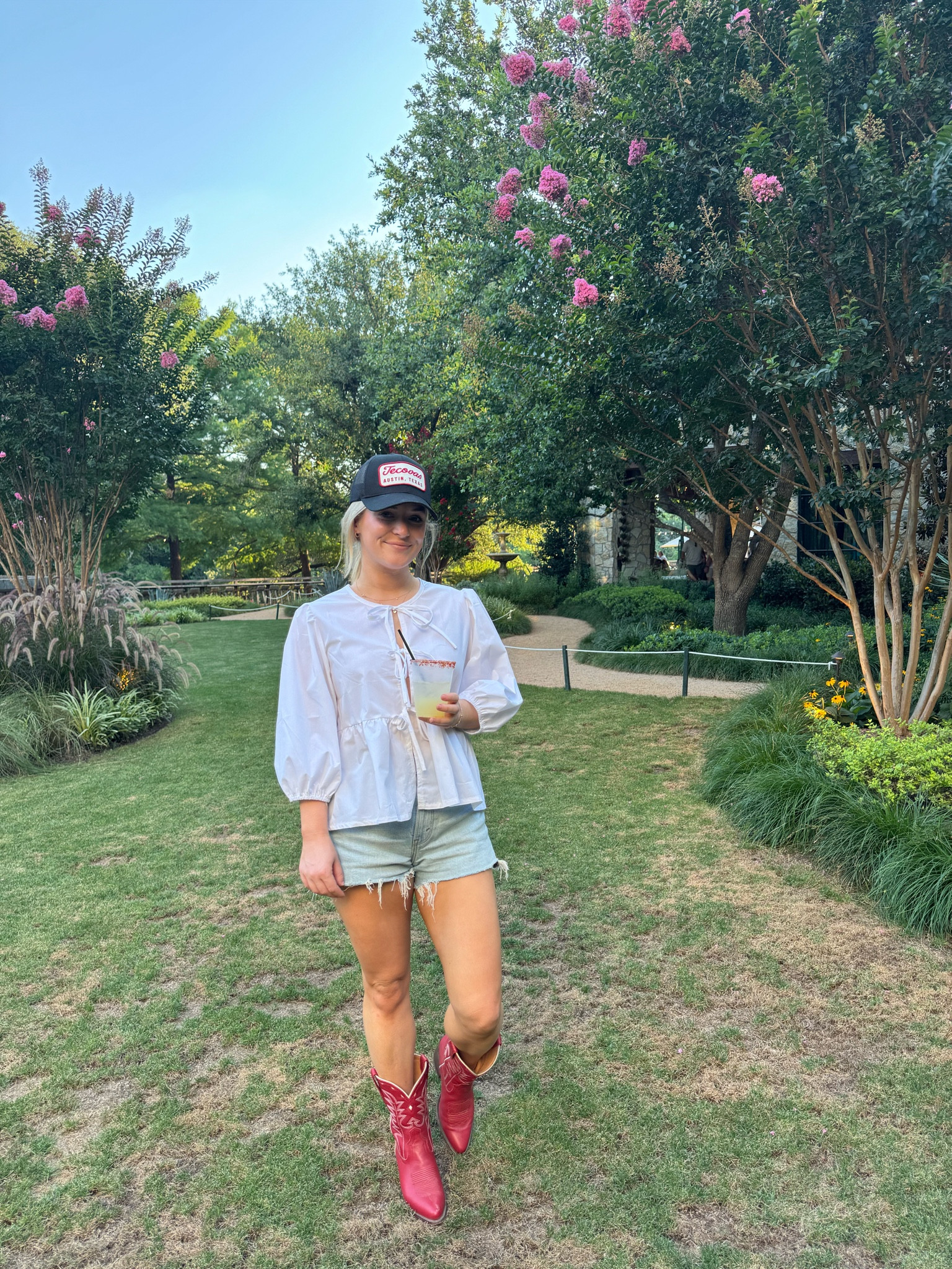 My Fort Worth fit! I went to the Hotel Drover for a ranch water before heading to the Rodeo 🐎 I love any excuse to wear my red cowgirl boots ♥️ I’m seeing this tie front top everywhere - I got mine from Amazon for $25! #LTKSummerSales

#LTKStyleTip #LTKShoeCrush
