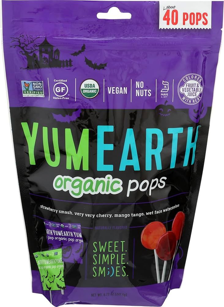 YumEarth Organic Halloween Lollipops, 40 lollipops | Amazon (US)