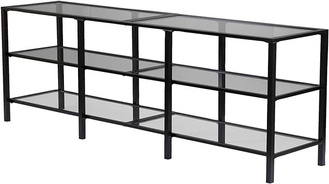 SEI Furniture Tyler Metal/Glass TV Stand – Transitional Style - Black | Amazon (US)