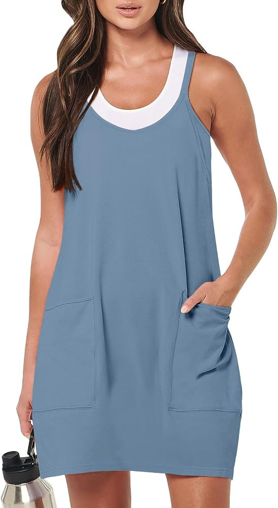 Caracilia Womens Summer Mini Dress 2024 Casual Sleeveless Spaghetti Strap Sundress Trendy Short T... | Amazon (US)