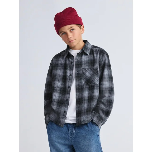 Weekend Academy Boys Flannel Long Sleeve Shirt, Sizes 4-18 | Walmart (US)