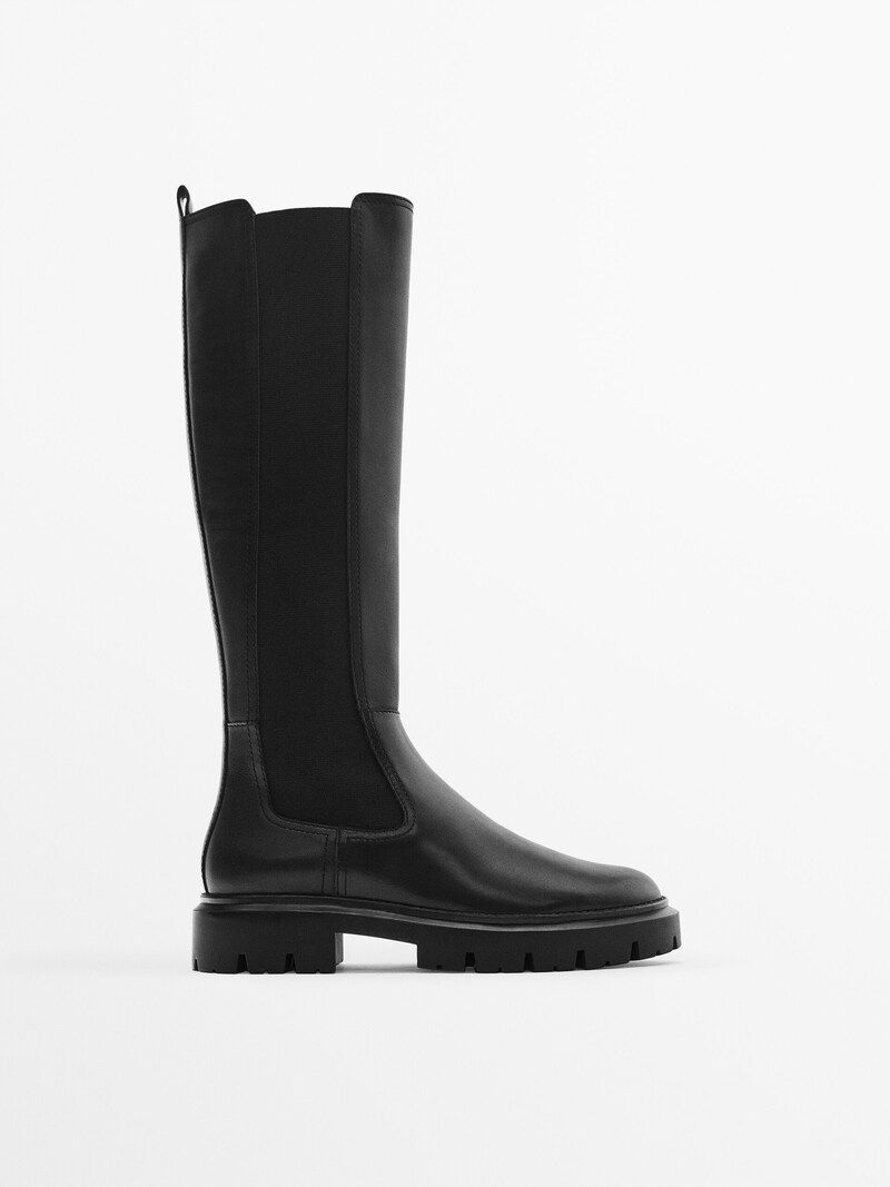 Flat track sole boots with side gores | Massimo Dutti (US)