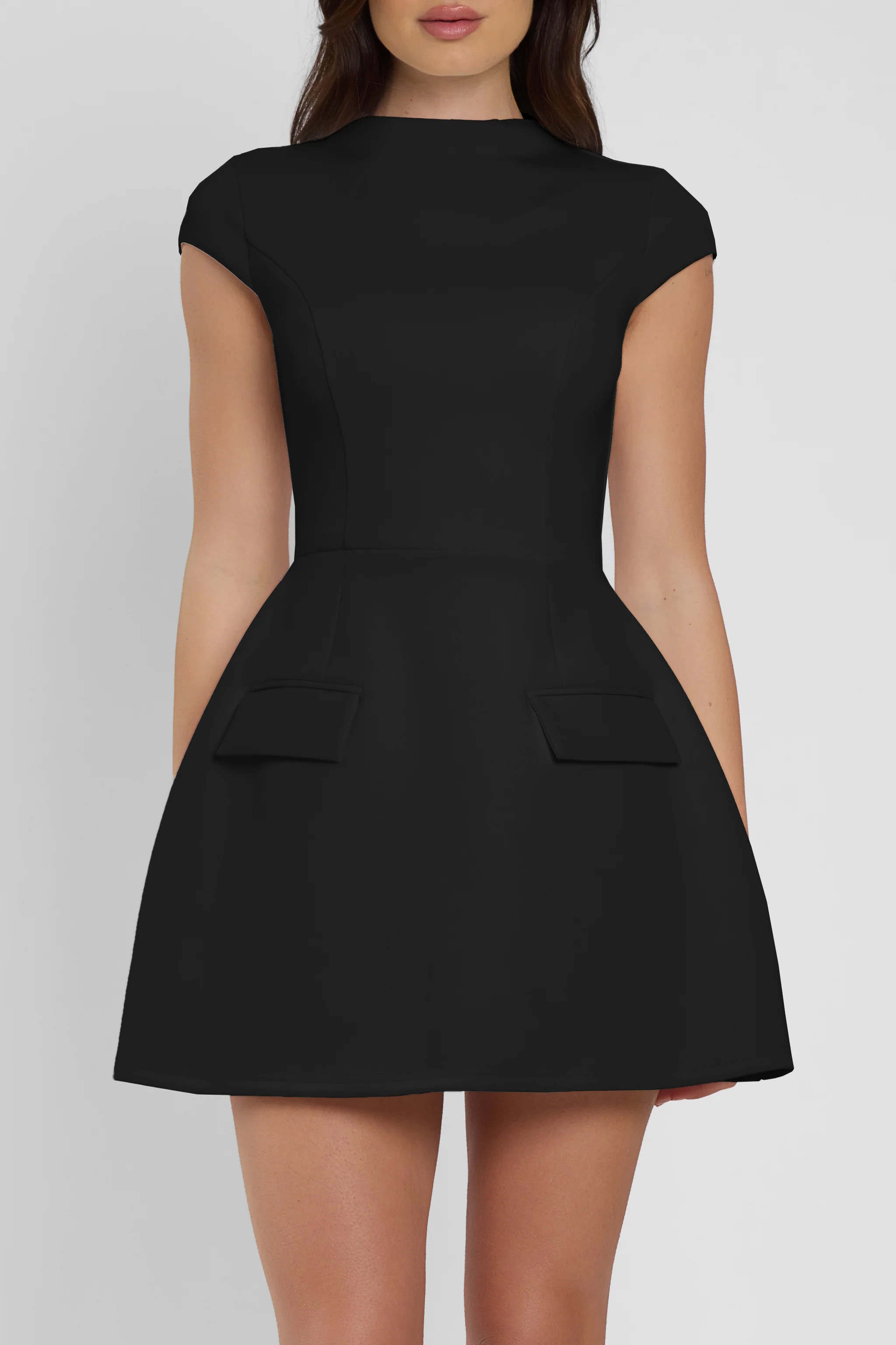 Cote Cap Sleeve Pocket Mini Dress - Black | LEAU (US)