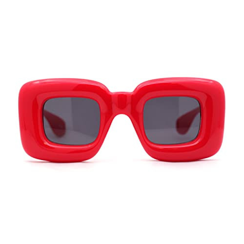 Womens Ballon Super Thick Rectangle Retro Sunglasses Red Black | Amazon (US)
