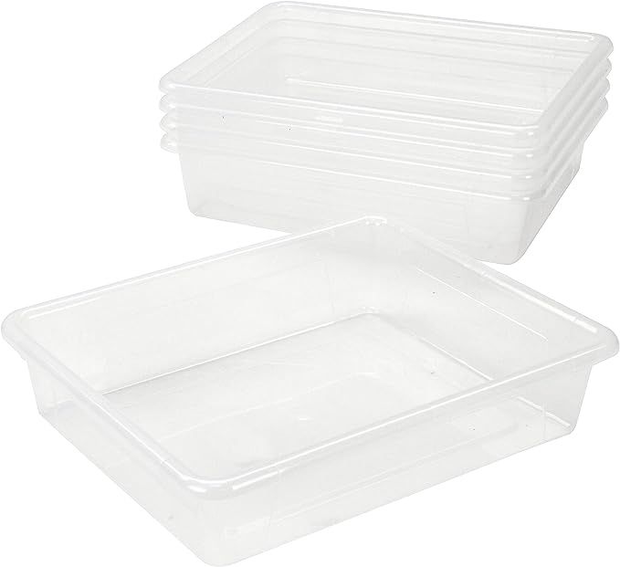 Storex Letter Size Flat Storage Tray – Organizer Bin for Classroom, Office and Home, Clear, 5-P... | Amazon (US)