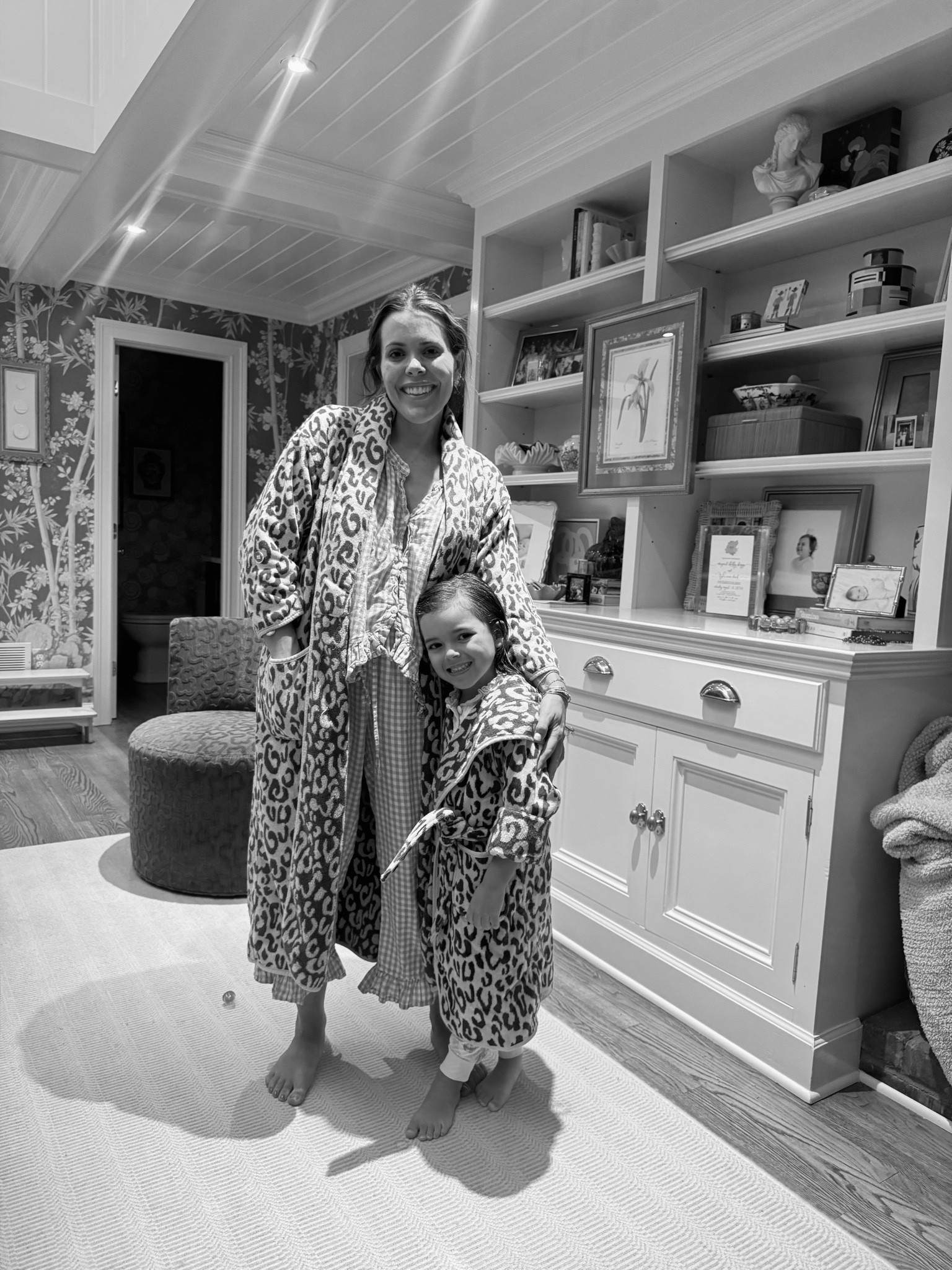 Matching in our leopard robes