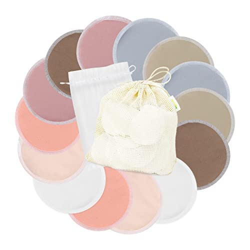 wegreeco Nursing Breast Pads (14 Pack) + Laundry Bag & Travel Storage Bag, 4.7 inch Option - Washable & Reusable Breastfeeding Nursing Pads (Mild, Large) | Amazon (US)