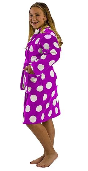Polka Dot Terry Cloth Cotton Hooded Robes Bathrobes for Girls | Amazon (US)