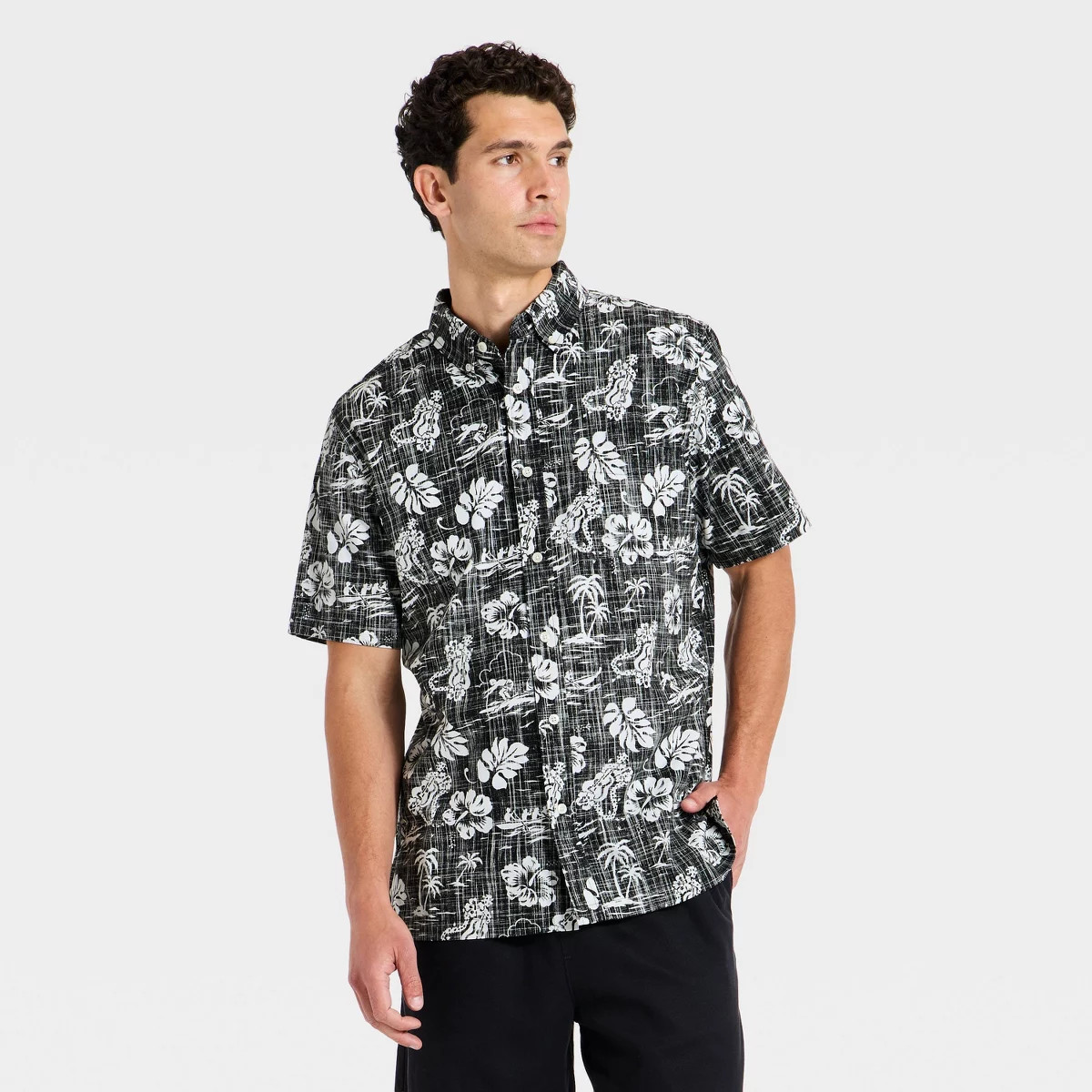 Men's Short Sleeve Famous Button-Down Shirt - Goodfellow & Co™ x Reyn Spooner Black M | Target