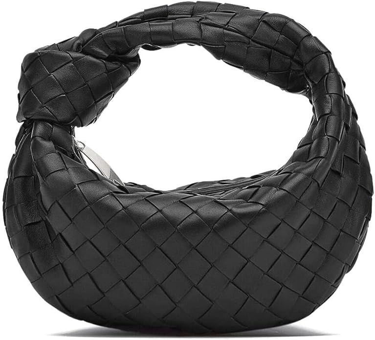 Mini Leather Tote Bag Women Handbag Woven Handmade Hobo Shoulder Bag | Amazon (US)