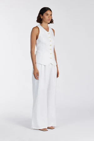 ALONDRA WHITE LINEN VEST | DISSH