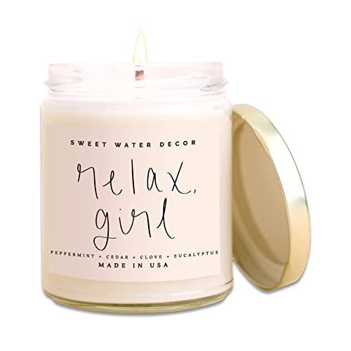Sweet Water Decor, Relax Girl, Peppermint, Cedar, Clove, and Eucalyptus Scented Soy Wax Candle fo... | Amazon (US)