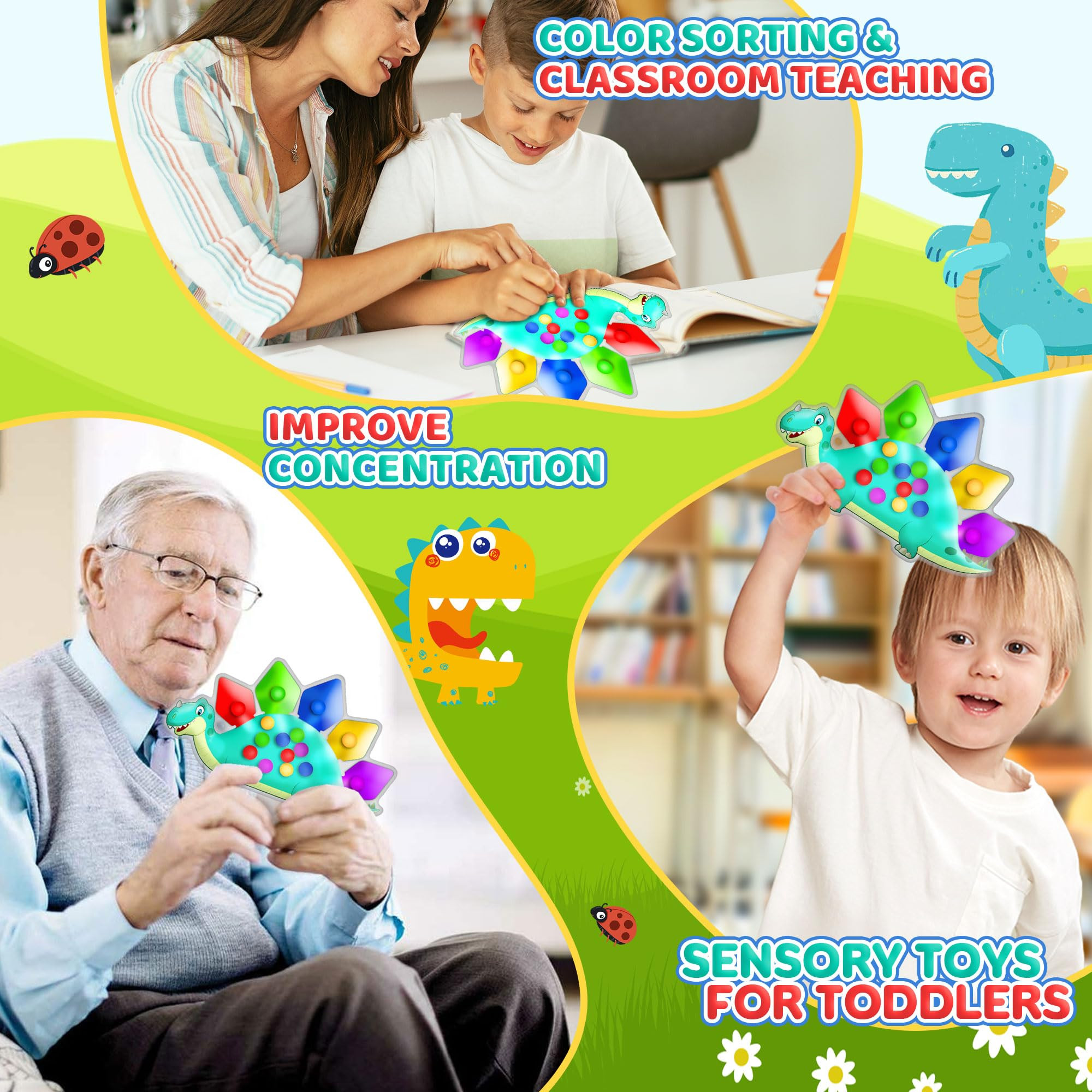 Dinosaur Color Sorting Sensory Toy Travel Toys for Toddler 1-3 Roadtrip Essenstial for Toddlers B... | Amazon (US)