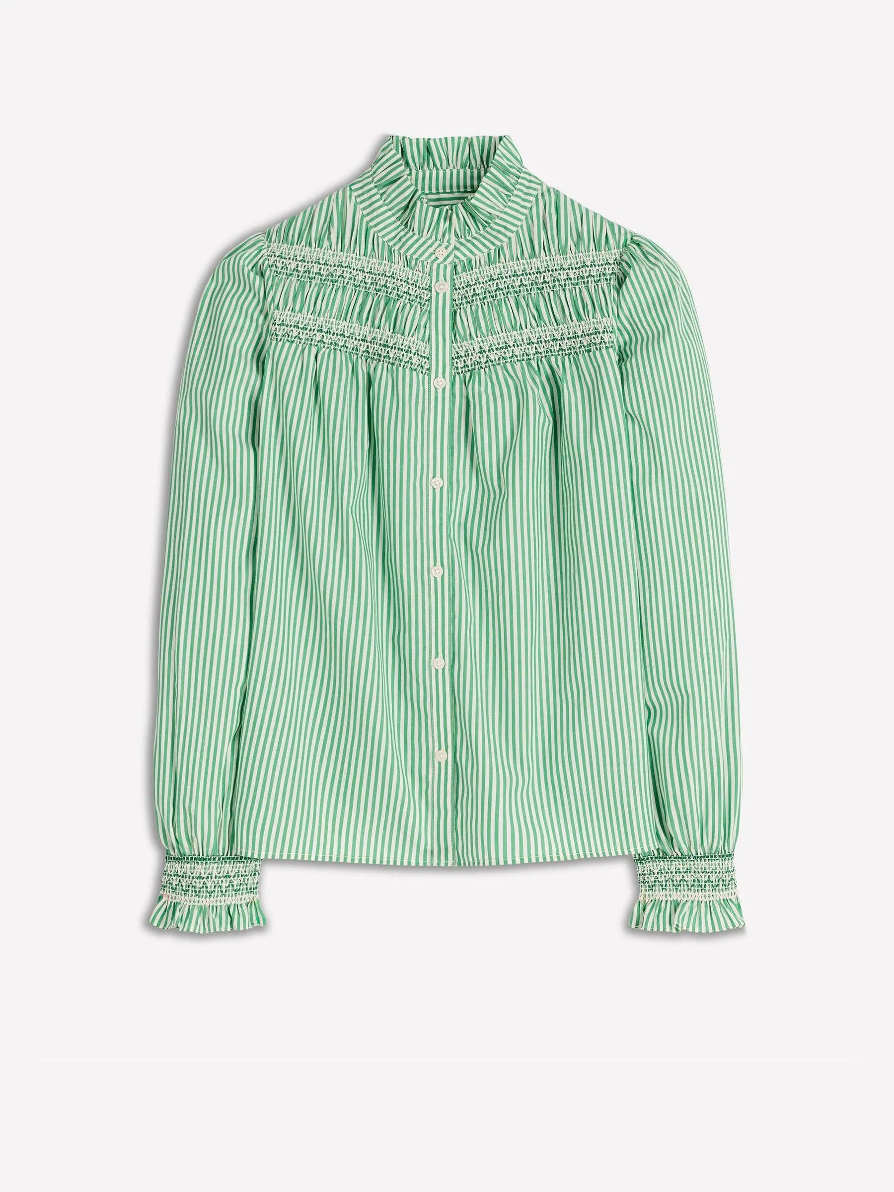 Boden Boden Green Esme Smocked Detail Frill Top | Next US