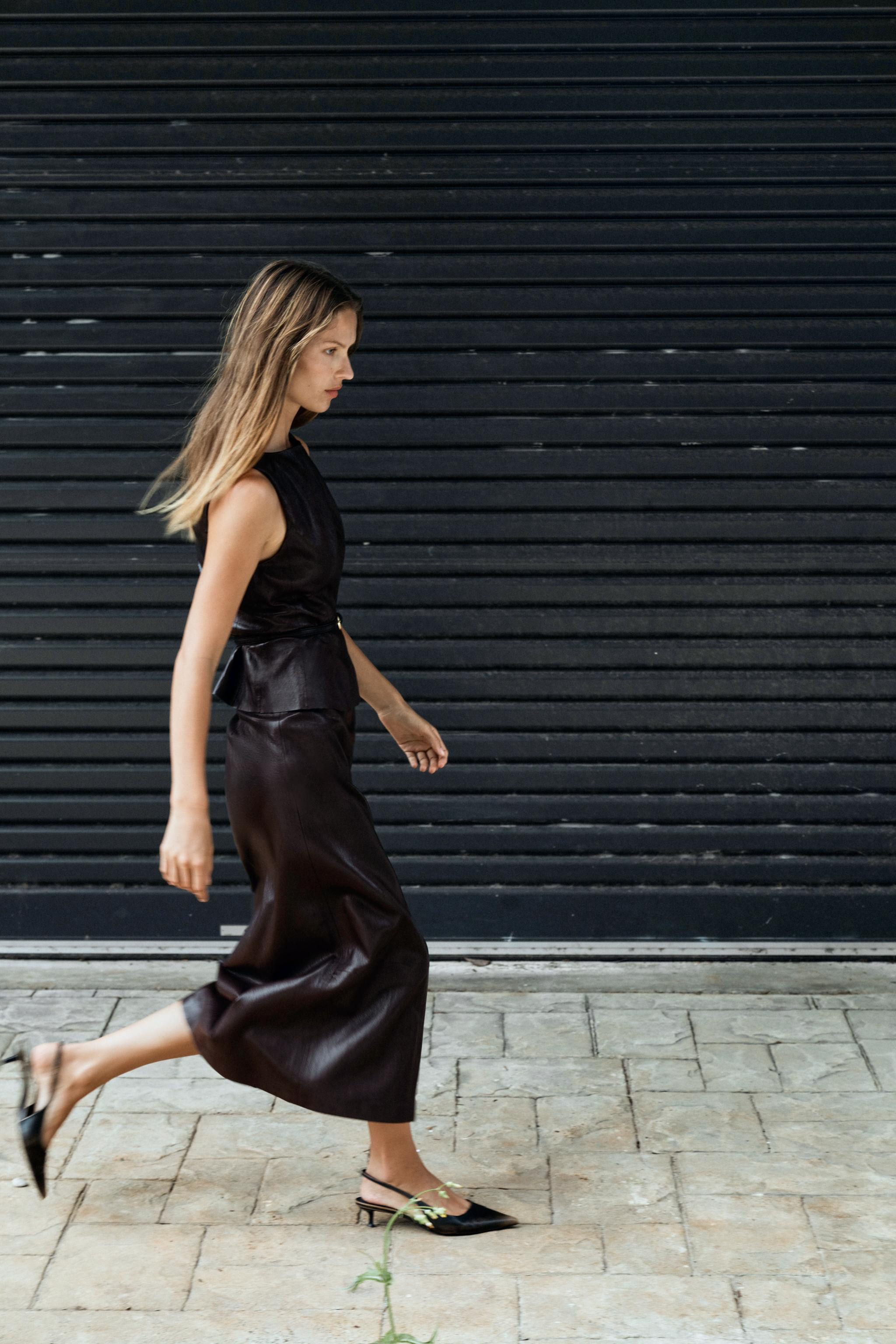 FAUX LEATHER BELTED TOP | Zara US