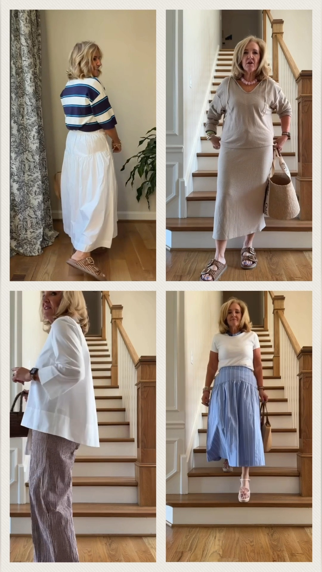 Mostly target pieces but still mixed with affordable pieces. 
Seersucker pants size small
White top size medium 
Tan skirt & hoodie medium 
Blue stripe skirt I’m wearing a small but need a medium 
White tee is true to size I this is a small but I bought it fitted 
20% off this new stunning bracelet stack with code NANETTE20
Striped sweater size small
White skirt size medium 

#LTKPetite #LTKOver40 #LTKSaleAlert