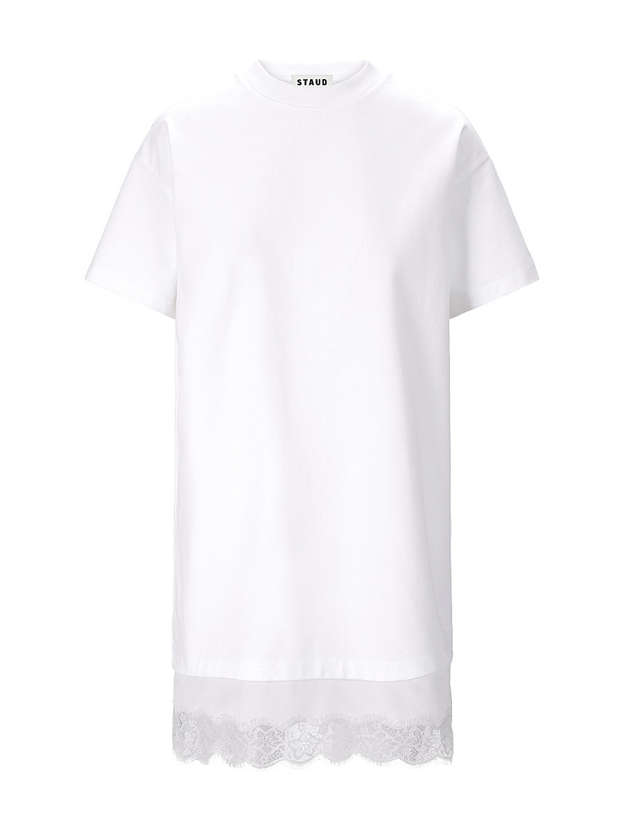 Women's Grier Lace-Trim T-Shirt Dress - Ivory - Size Large | Saks Fifth Avenue