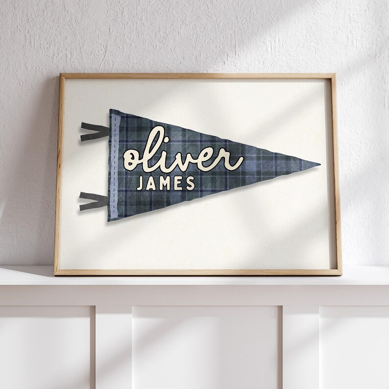 Custom Name Pennant Flag Personalized Pennant Banner Baby Shower Birthday Gift Boho Boys Room Dec... | Etsy (US)