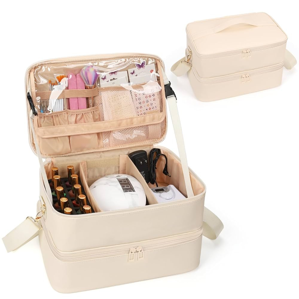 Ethereal Nail Polish Organizer Case, Leather Nail Polish Bag Holds 50+ Bottles (5ml/0.5fl.oz) and... | Amazon (US)