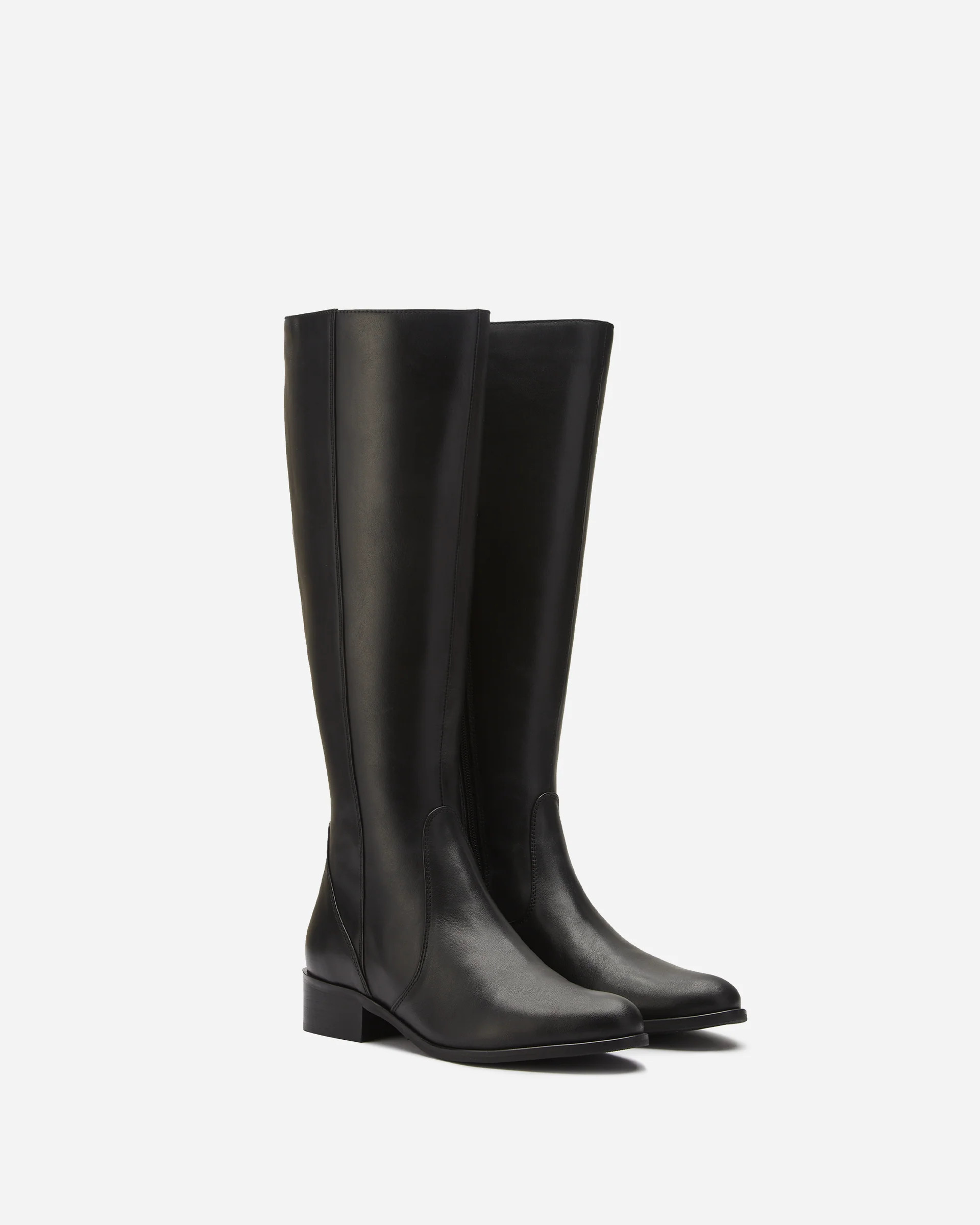 Haltham Tall Knee High Boots in Black Leather | DuoBoots
