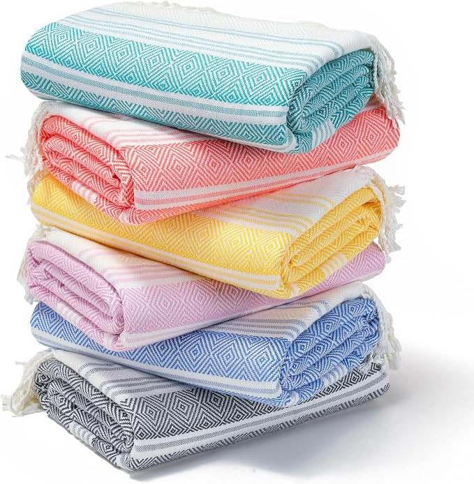 Genovega 6 Packs Oversized Turkish Beach Towels Set Bulk Clearance Sand Free Pool Swim Bathroom C... | Amazon (US)