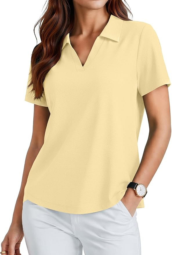 PINSPARK Womens Golf Shirt Short Sleeve Polos UPF 50+ Collared Tennis Tops | Quick Dry, Breathabl... | Amazon (US)