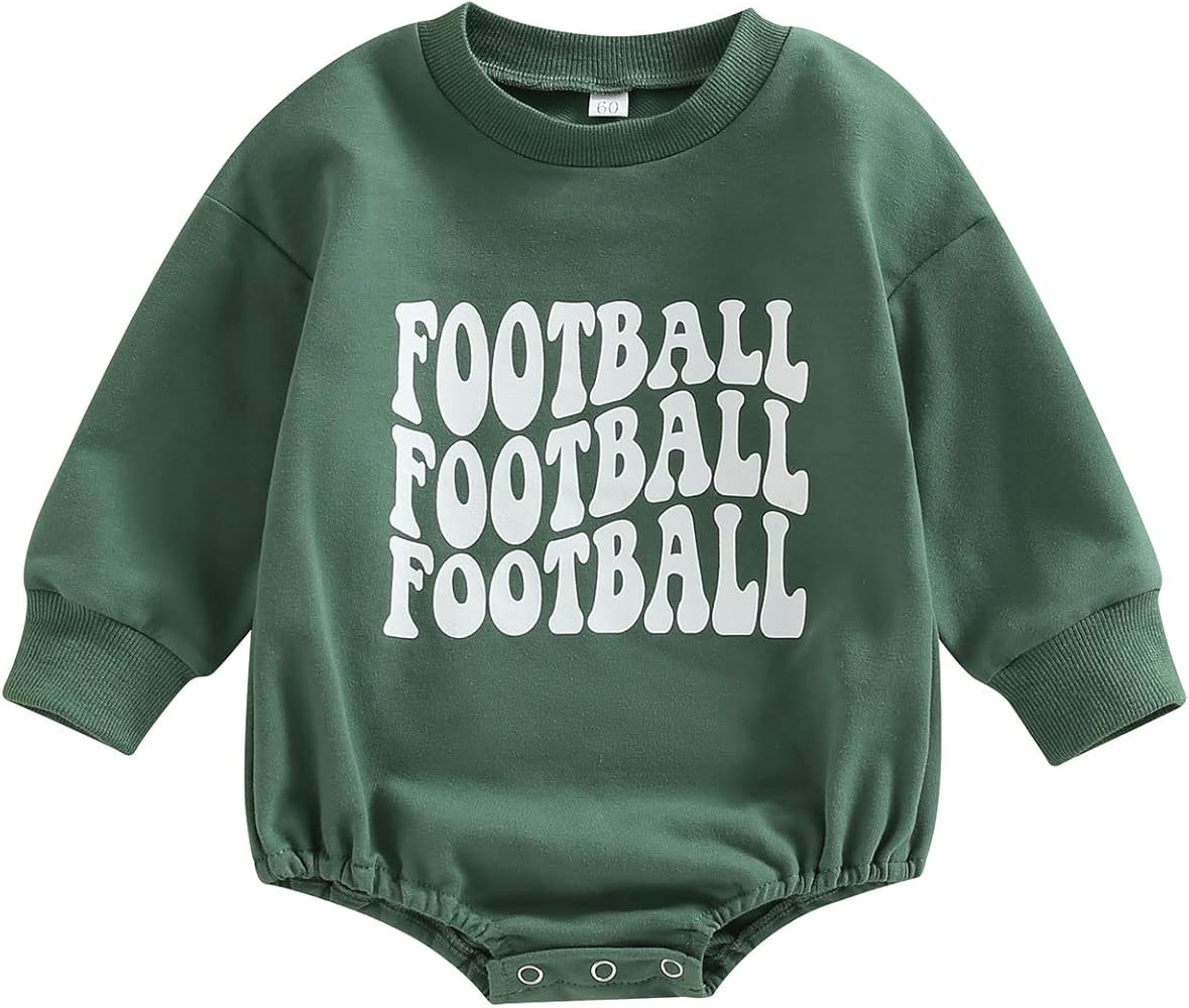 Baby Girl Boy Football Outfit Game Day Football Sweatshirt Romper Oversized Bodysuit Fall Winter ... | Amazon (US)