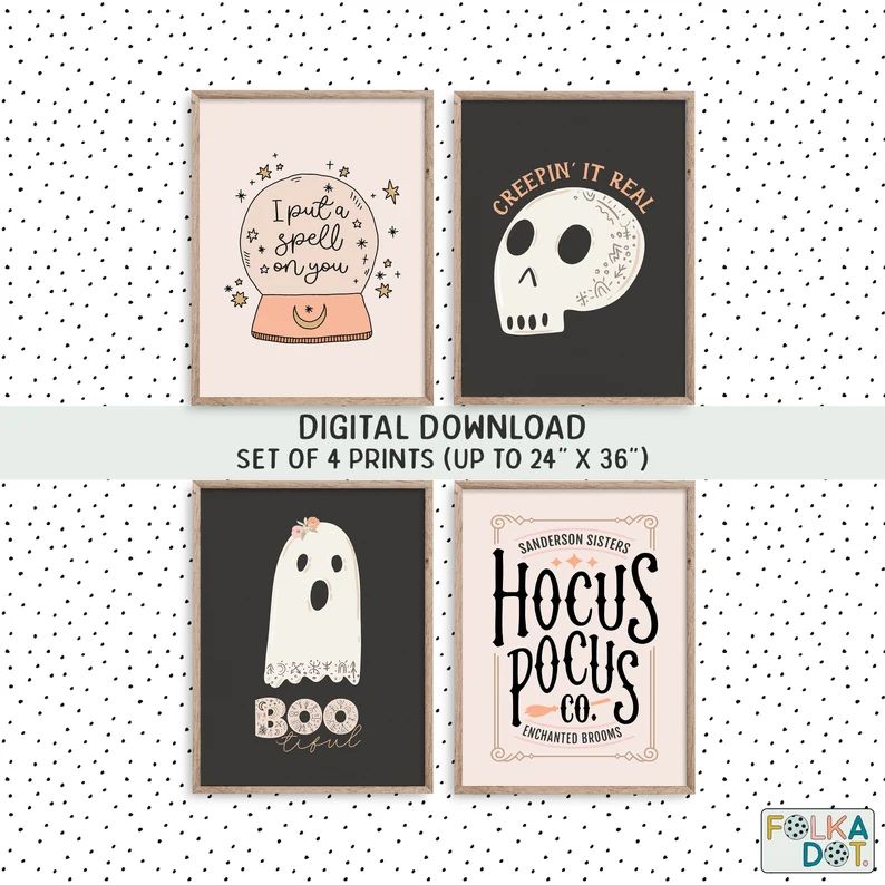 Pastel Halloween Posters Boo Cute Ghost Decor Spooky - Etsy | Etsy (US)