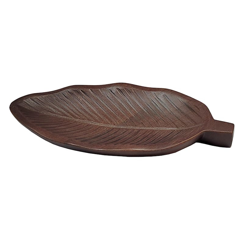 Wooden Leaf Trinket Tray, 8" | At Home