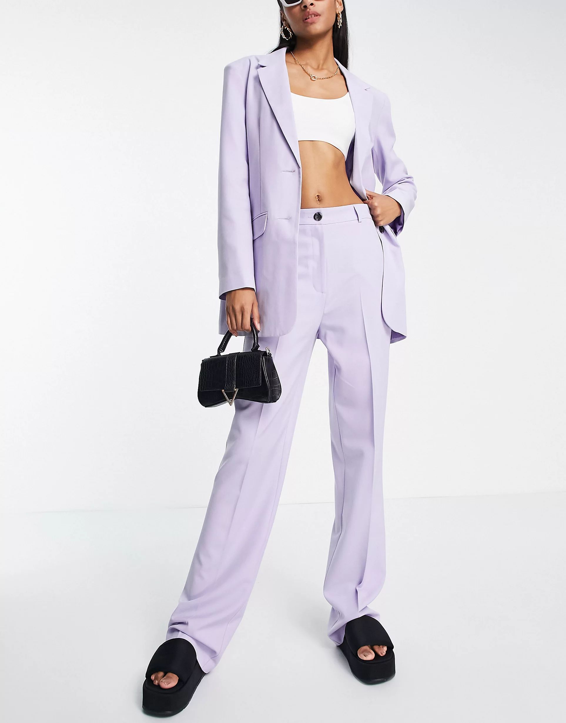 ASOS DESIGN Tall mix & match slim straight suit pants in lilac | ASOS (Global)