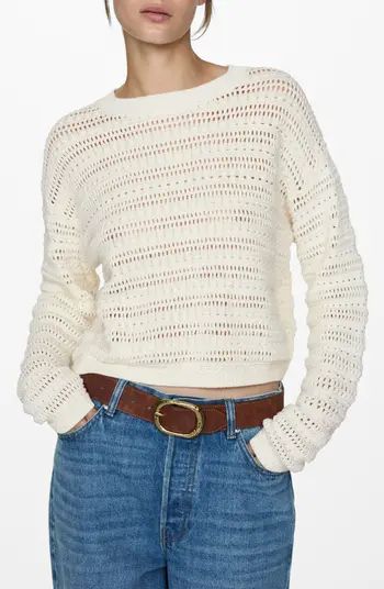 MANGO Open Stitch Sweater | Nordstrom | White Sweater | Fall Sweaters  | Nordstrom