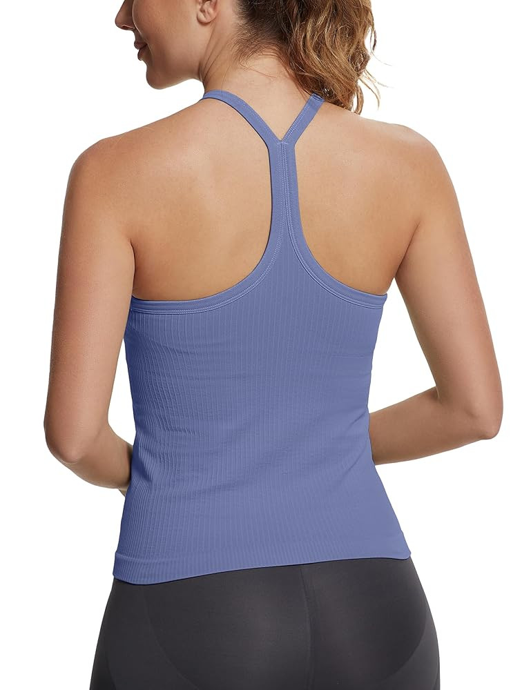 MathCat Seamless Workout Tank Tops with Built in Bra，Racerback Athletic Tank Tops Ribbed Soft Y... | Amazon (US)