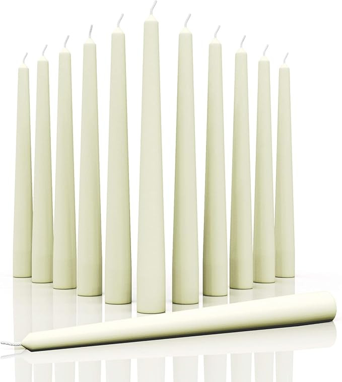 Candwax 10 inch Taper Candles Set of 12 - Dripless Taper Candles and Unscented Candlesticks - Lon... | Amazon (US)