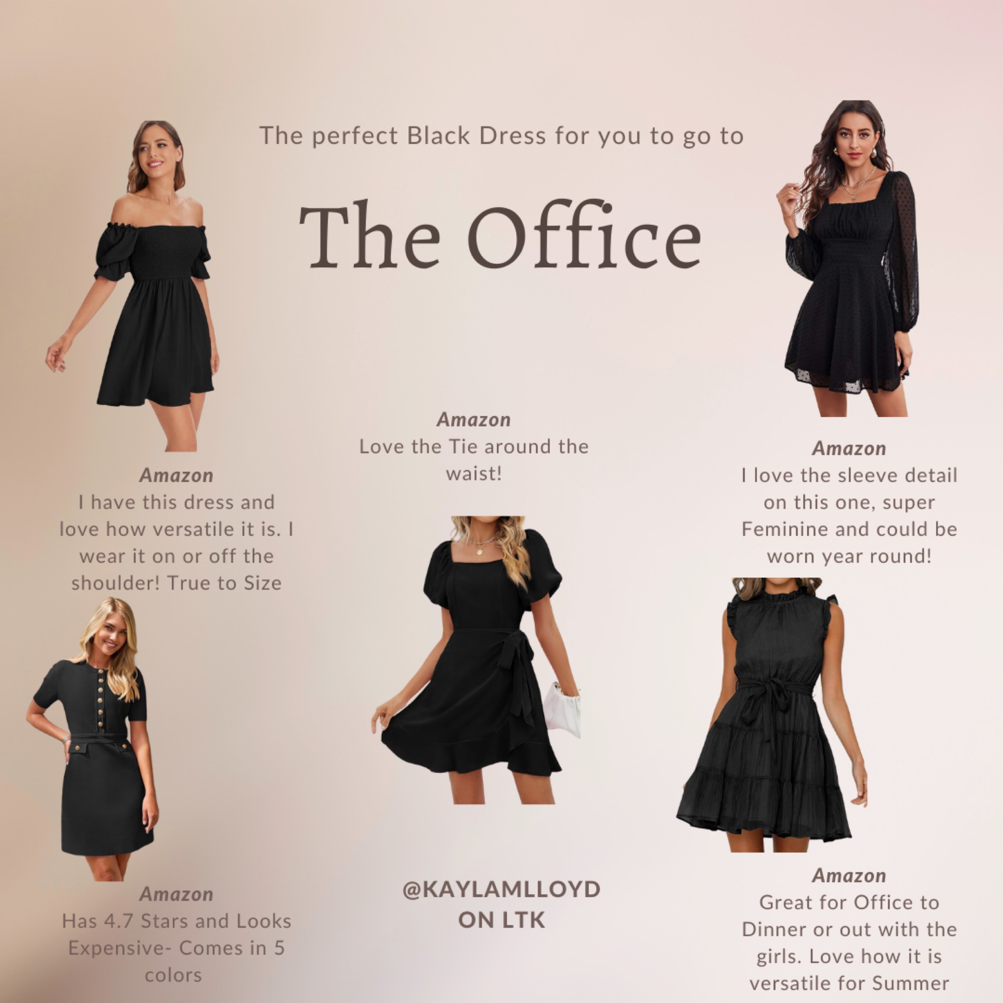 My full proof go to for an office day is a black dress! These are some of my all time favorites and all affordable. You can pair them with a denim jacket and then pop it off after work for an evening look! So comfy and cute  

#LTKFindsUnder50 #LTKWorkwear #LTKFindsUnder100