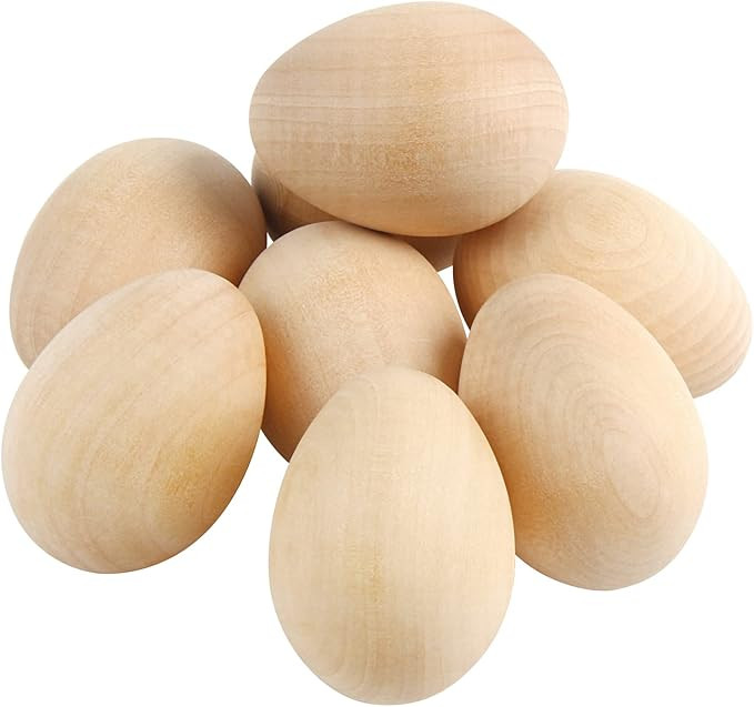 DIYASY Easter Wooden Eggs,8 Pcs Smooth Natural Unfinished Wood Fake Egg for Easter Craft,DIY,Deco... | Amazon (US)