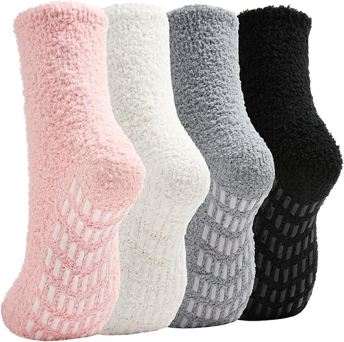 Slipper Socks for Women Men Grip Hospital Socks with Grips Fuzzy Non Slip Warm Womens Gifts | Amazon (US)