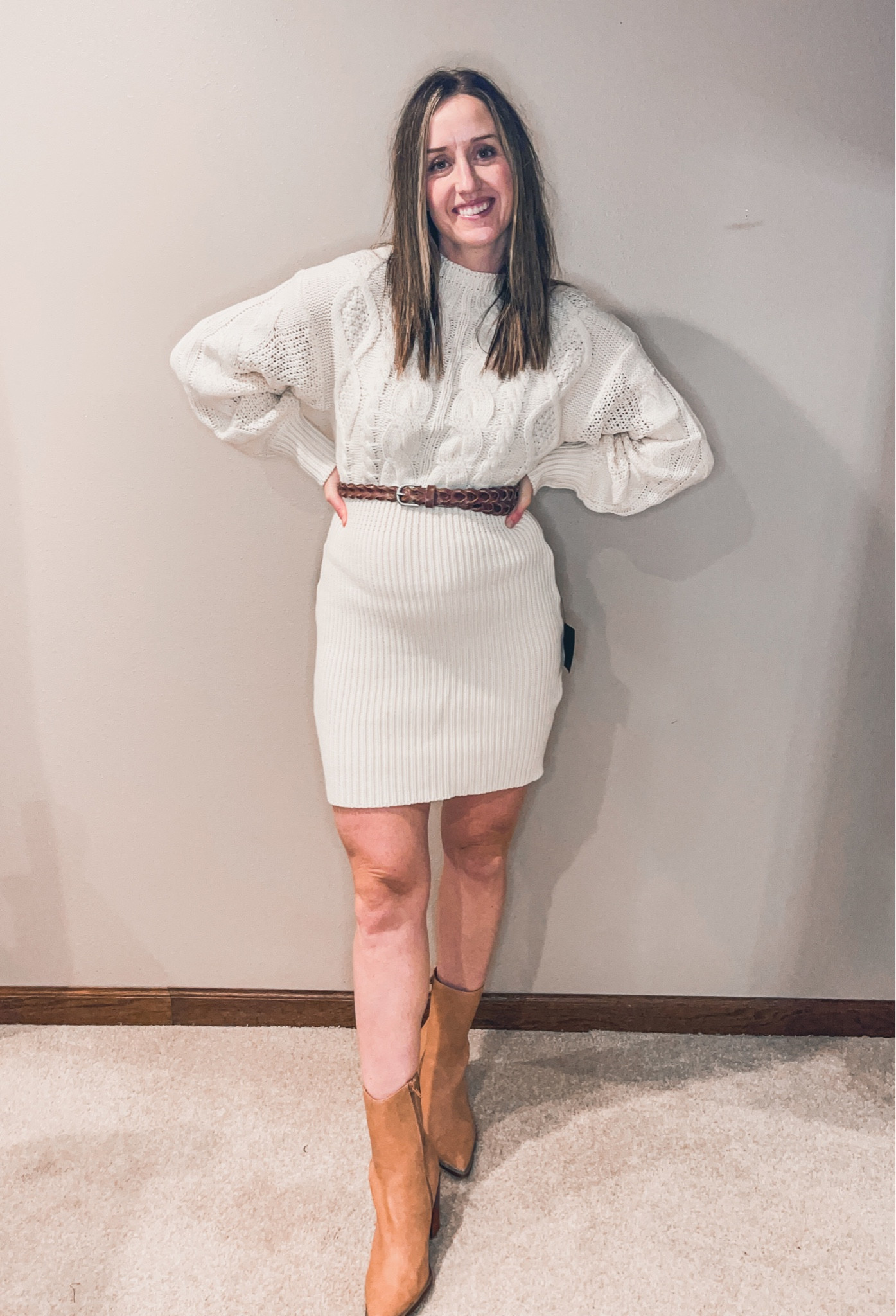 Fall dress haul from lulus! Thick sweater dress. Stretchy and one piece. But a medium - sized up for bump. Shoes are true to size.

#LTKSeasonal