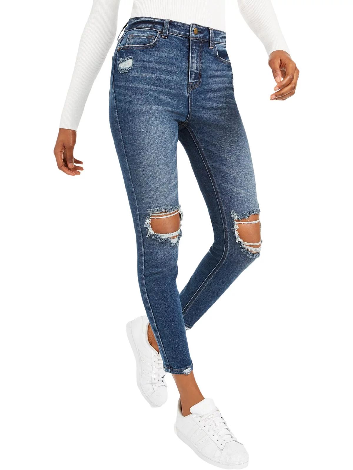 Vanilla Star Womens Juniors Denim Faded Jeans Navy 0 - Walmart.com | Walmart (US)