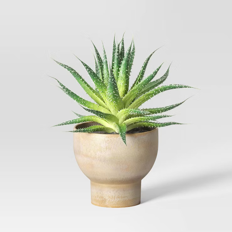 10" Ceramic Glazed Footed Outdoor Planter Ivory - Threshold™ | Target