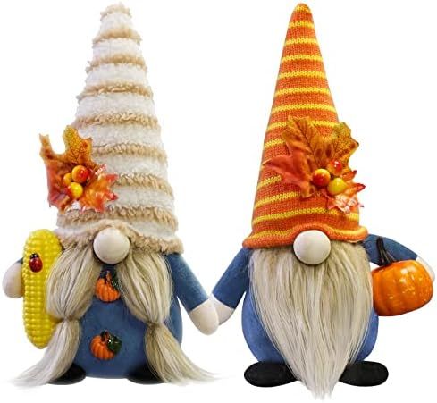 Thanksgiving Gnome Decorations, 2Pack Handmade Fall Harvest Gnome Plush Swedish Gnomes Ornaments wit | Amazon (US)