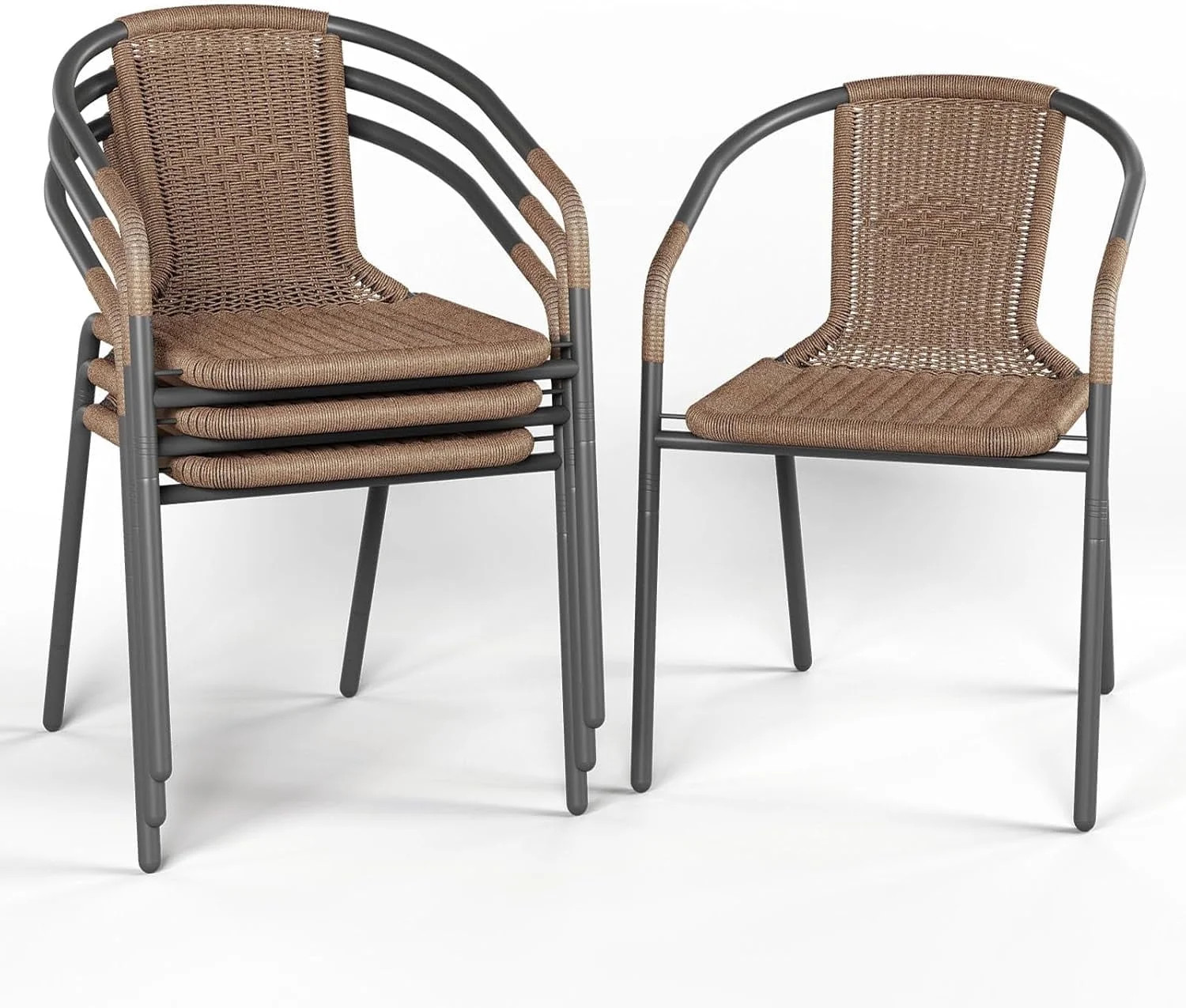 ELPOSUN Outdoor Dining Chairs Set of 4, Wicker Patio Chairs with Metal Frame, Rattan Indoor-Outdo... | Walmart (US)