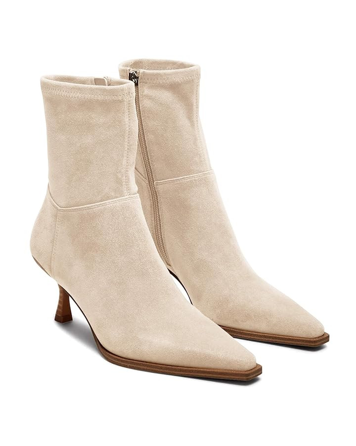 Coutgo Womens Kitten Low Heel Ankle Boots Pointed Toe Side Zipper Short Booties Fall Shoes | Amazon (US)