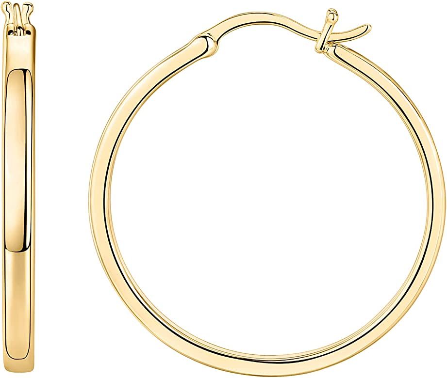 PAVOI 14K Gold Plated 925 Sterling Silver Post Lightweight Hoops | 20mm - 30mm | Gold Hoop Earrin... | Amazon (US)