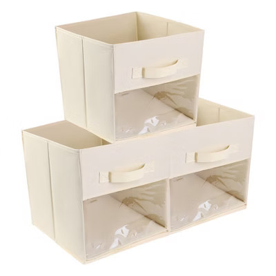 REGALWOVEN Fabric Collapsible Lightweight Storage Cube 3 Pcs Beige 10.6*10.6*11in | Target
