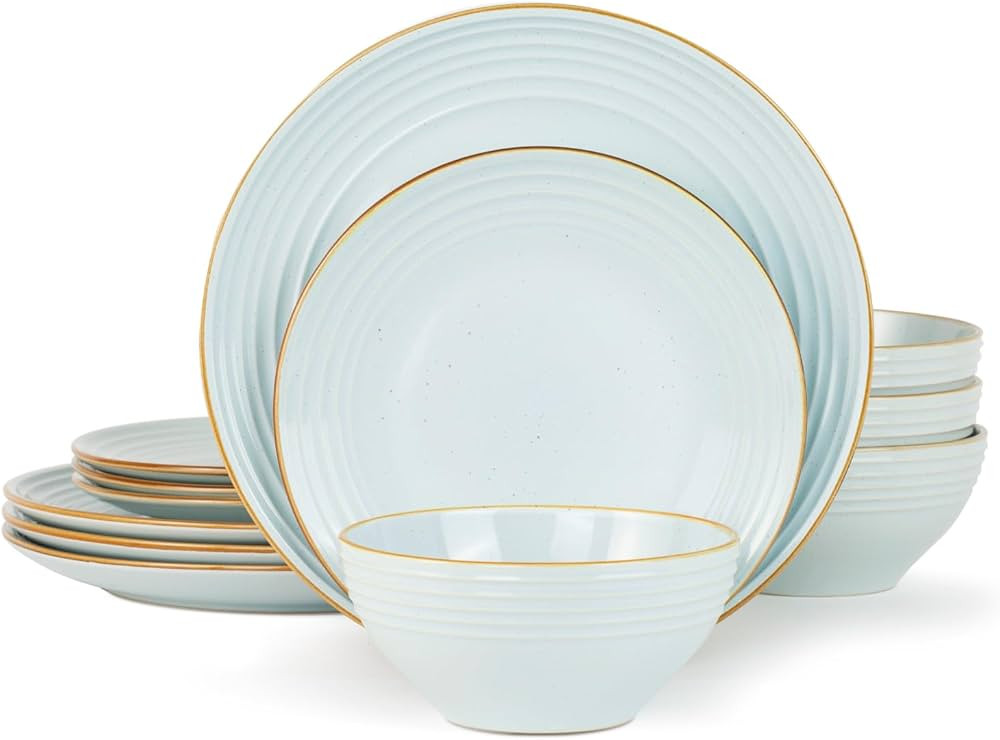 Famiware Jupiter Dinnerware Set, Plates and Bowls Sets for 4, Microwave and Dishwasher Safe, Scra... | Amazon (US)